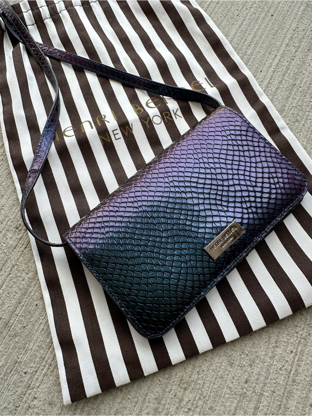 Henri Bendel Metallic Purple Mermaid Wallet Crossbody